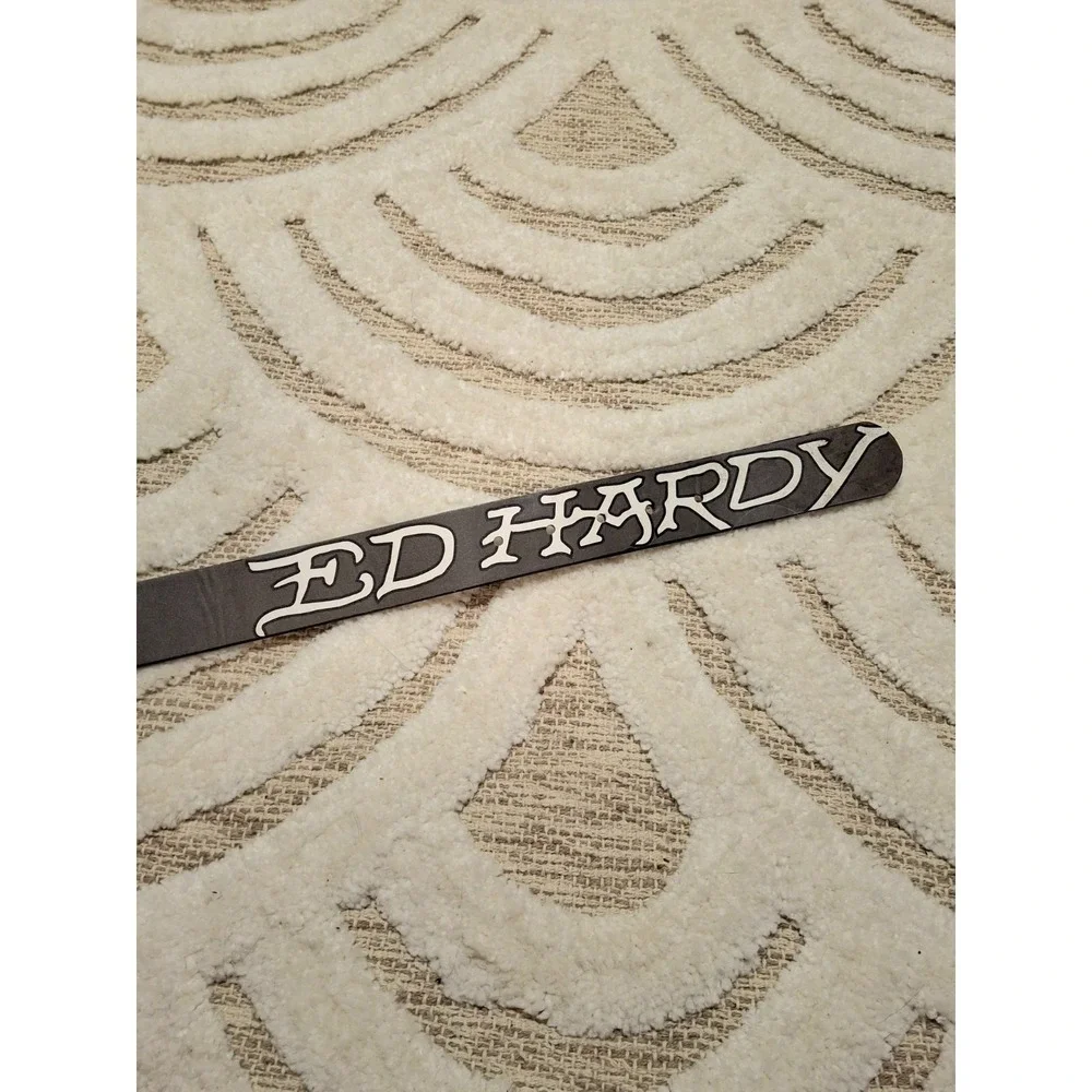 ED HARDY - MEN'S REVERSIBLE BLACK GRAPHIC BELT SPEED KILLS SIZE 32